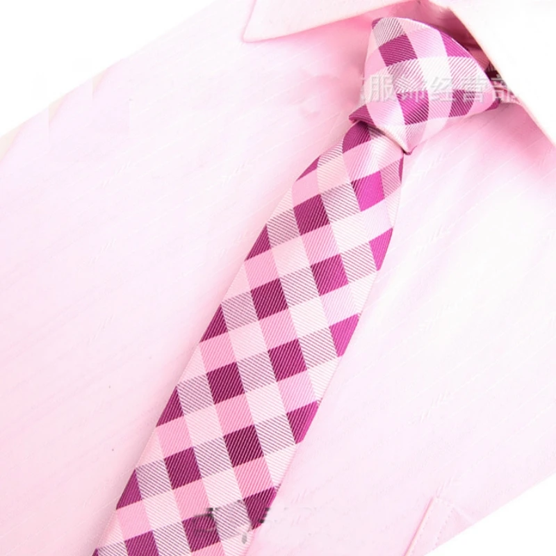 Для мужчин ярко-розовый в клетку, Классический Тонкий узкий галстук для жениха Свадебная вечеринка галстуки в деловом стиле SK207