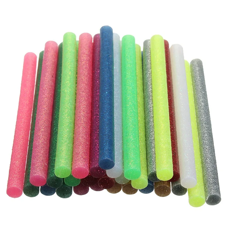 Kicute 30 шт. многоцветные блестящие пластиковые термоклеевые карандаши для пластикового художественного Ремесла, свадебных открыток, рукоделия, товары для дома и офиса