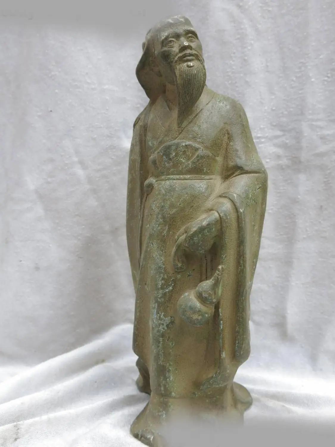 

DS 9" China old bronze carved fine copper Li Bai the Poetry Immortal Statue