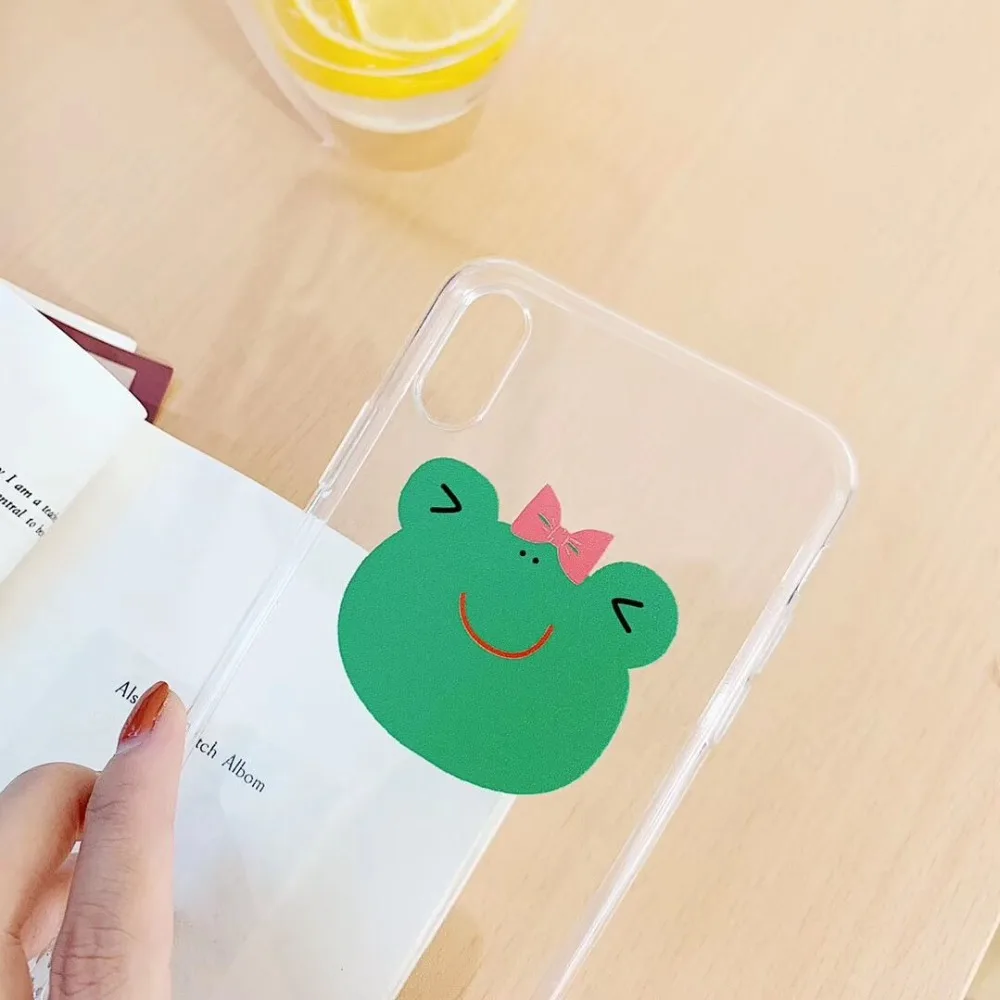 Funny Transparent Frog prince Lovely couple soft shell For iPhone 7 7Plus 6 6S 6Plus 8 8Plus X XR XS Max TPU Anti-fall Phone case08