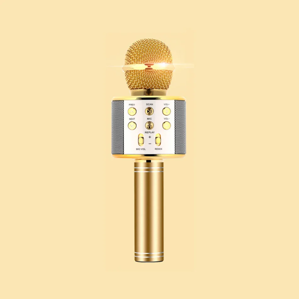 Gold KEXU WS858 профессиональный беспроводной микрофон конденсаторный караоке микрофон bluetooth радио микрофон mikrafon studio Запись Студийный микрофон - Цвет: Gold