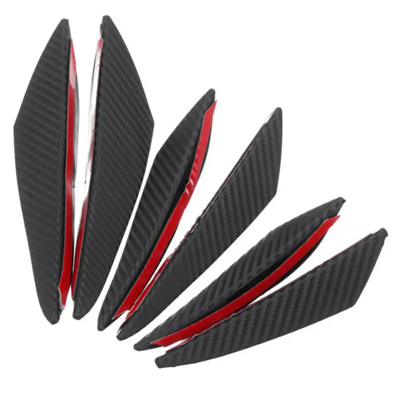

Newly 6pc Carbon Fiber Look Auto Car Front Bumper Fins Spoiler Wing Lip Splitter High Quality ABS