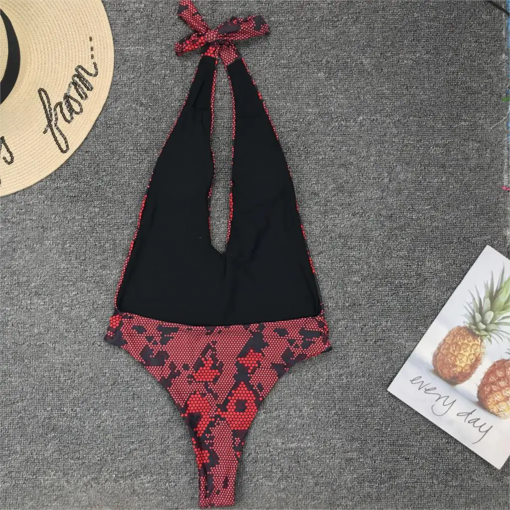 Женский слитный купальник Maillot De Bain сексуальный со змеиным принтом бикини