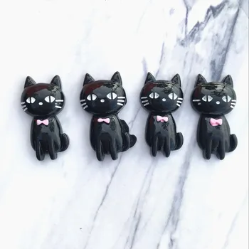 

32*17mm 10pcs/lot kawaii Flat back resin little black cat resin cabochons accessories