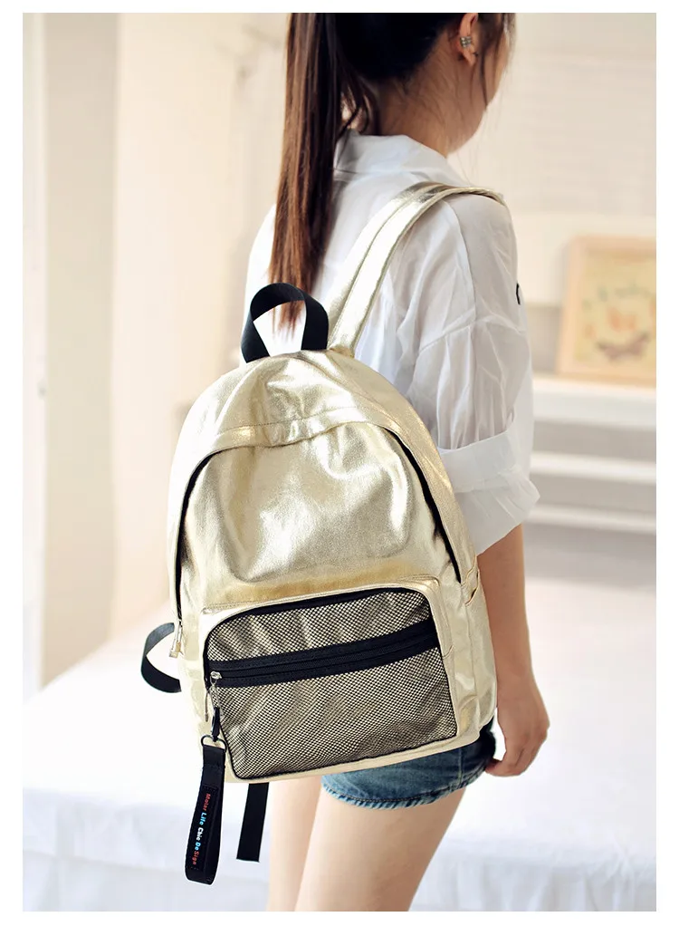MJ Unisex Backpack Fashion Metallic Female Backpacks Casual Daypack Large Travel Bag Big Holographic Backpack Cool School Bags (10)