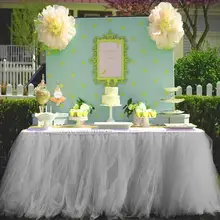 Романтическая пушистая настольная юбка тюлевые скатерти и салфетки скатерть плинтус детская игрушка в ванную Рождественская вечеринка свадебный торт украшение стола