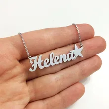 Custom Name Necklace with Star Silver Name Necklaces Personalized Name Necklace Nameplate Necklaces Personalized Necklace sideway customised double nameplate necklace personalized two name pendants jewelry family name bar necklace christmas gift