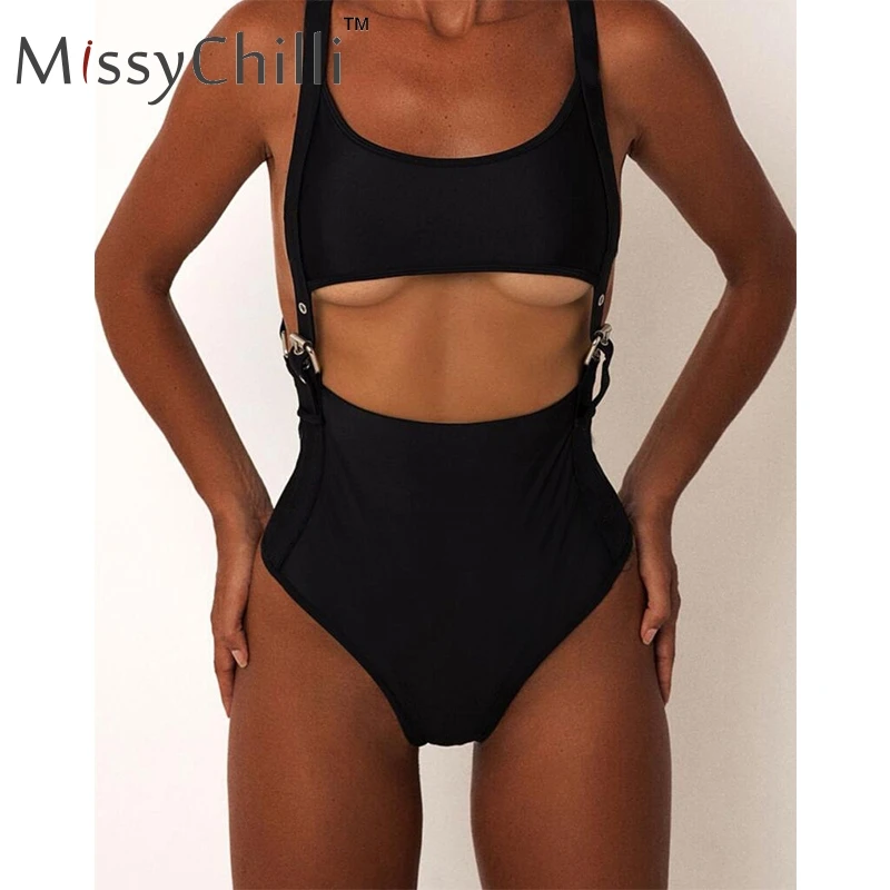 MissyChilli Sexy hollow out black belt bodysuit One-piece suits push up cropped bodysuit Women high cut bathing suit winter MissyChilli Sexy hollow out black belt bodysuit One-piece suits push up cropped bodysuit Women high cut bathing suit winter