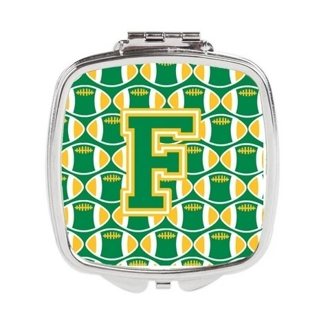 Carolines Treasures CJ1069-FSCM Letter F Football Green & Gold Compact Mirror (1)