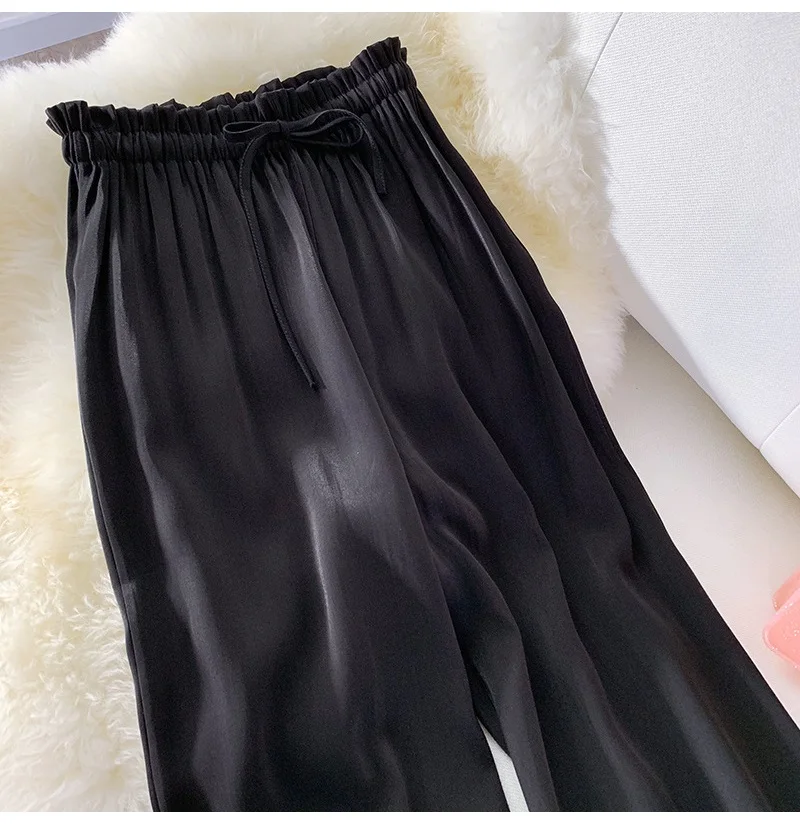 Wide Leg Satin Silk Pants Women Trousers High Waisted Elegant Summer Solid Color Wide Leg Pants Women Satin Trousers Loose New