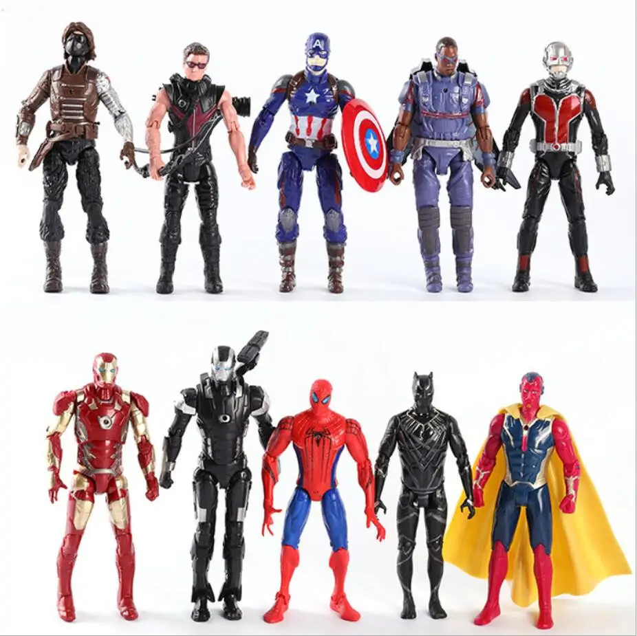 

Hot Toy Marvel Figures Action Legends Set PVC Toys Hulk Spiderman Antman Figures Black Panther Captain Ironman Spiderman Kid Toy