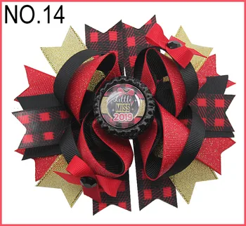 

free shipping 12pcs New Year hair Bow Happy New Year hair clips girl hair accessories Holiday bow gold and black hair bows