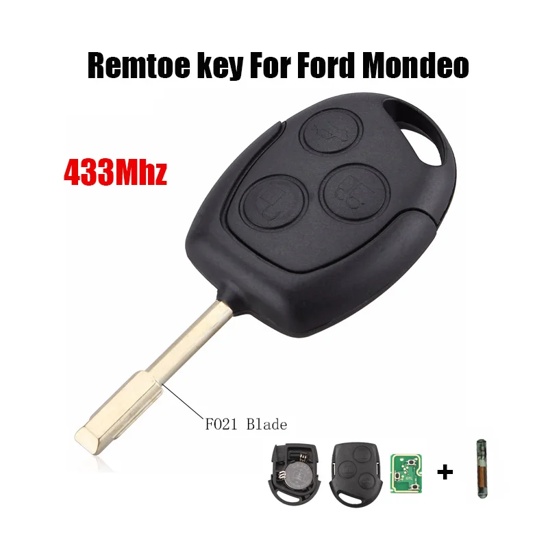 3 кнопки Автомобильный Дистанционный ключ 433 МГц с чипом 4D60 для FORD Focus Fiesta Mondeo C MAX Fusion Transit KA Keyless Entry FO21