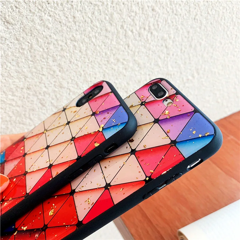 KIPX1087_4_JONSNOW Phone Case for iPhone 6S 7 8 Plus XS XR XS Max Beautiful Colorful Pattern Tempered Glass Back Cover Cases