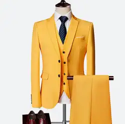FOLOBE 2018 Мода Для Мужчин's Повседневное Бизнес костюм комплект из 3 предметов Для мужчин костюмы смокинг для жениха Бизнес формальный костюм