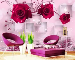 Beibehang пользовательские обои красная роза отражение 3D ТВ фоне стены украшения дома гостиная спальня фон 3d обои