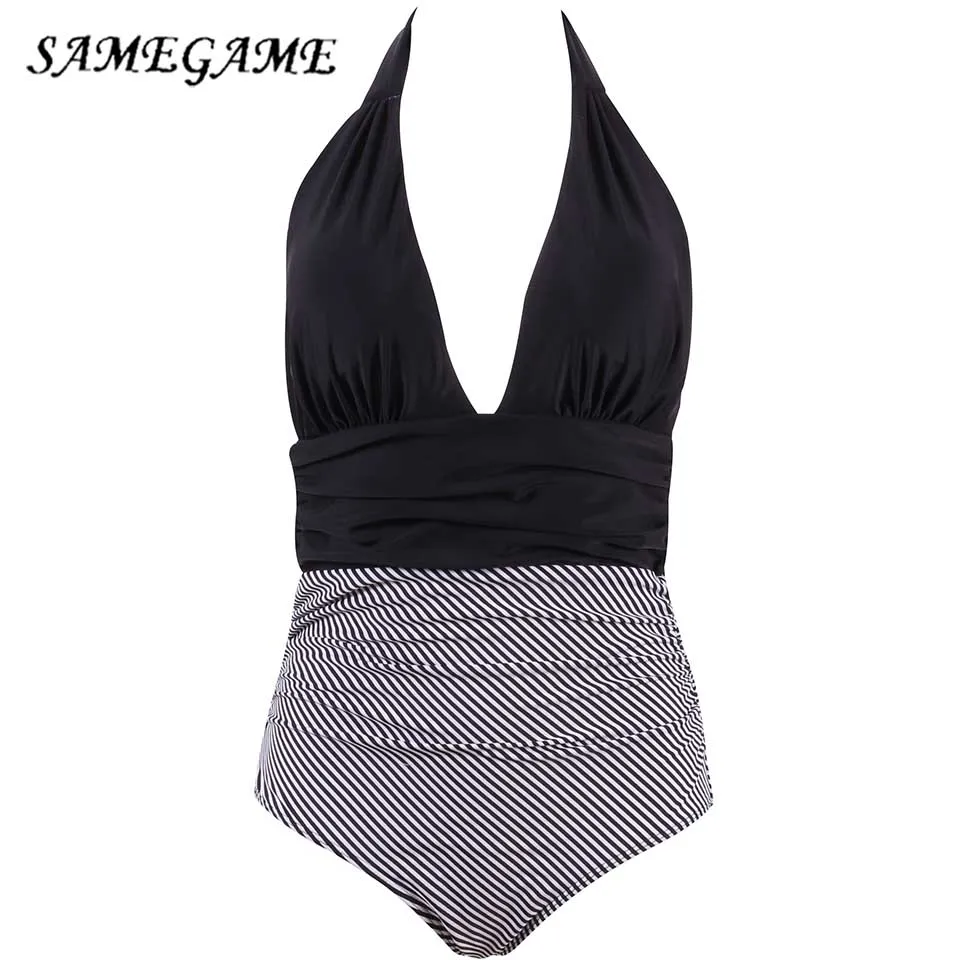 

SAMEGAME 2019 Sexy One Piece Swimsuit Women Swimwear Bodysuit Crochet Bandage Cut Out Monokini Swimsuit Beach Wear Bathing Suit