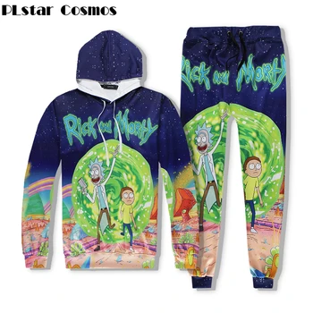 

PLstar Cosmos 2018 autumn Fashion Men Women Hoodies Cartoon Rick and Morty 3d print casual Hip Hop Sweatshirt +Joggers pants