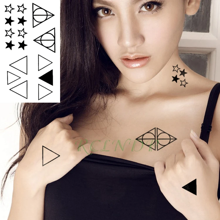 Водостойкая временная татуировка стикер треугольные звезды временная татуировка флэш-тату на запястье для девушек женщин и мужчин