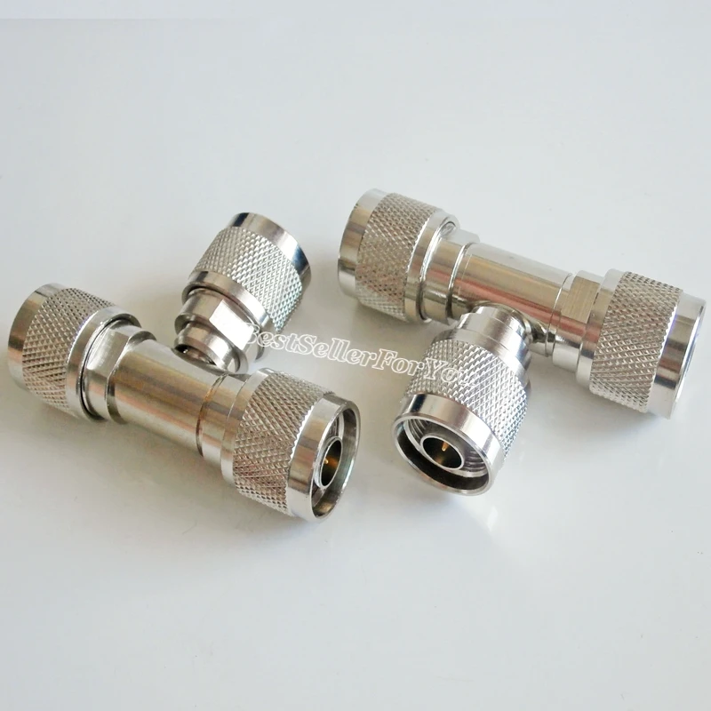 

1Pcs N-Type Plug male to 2 N Plug male 3 Way T Type RF Coax Adapter long version