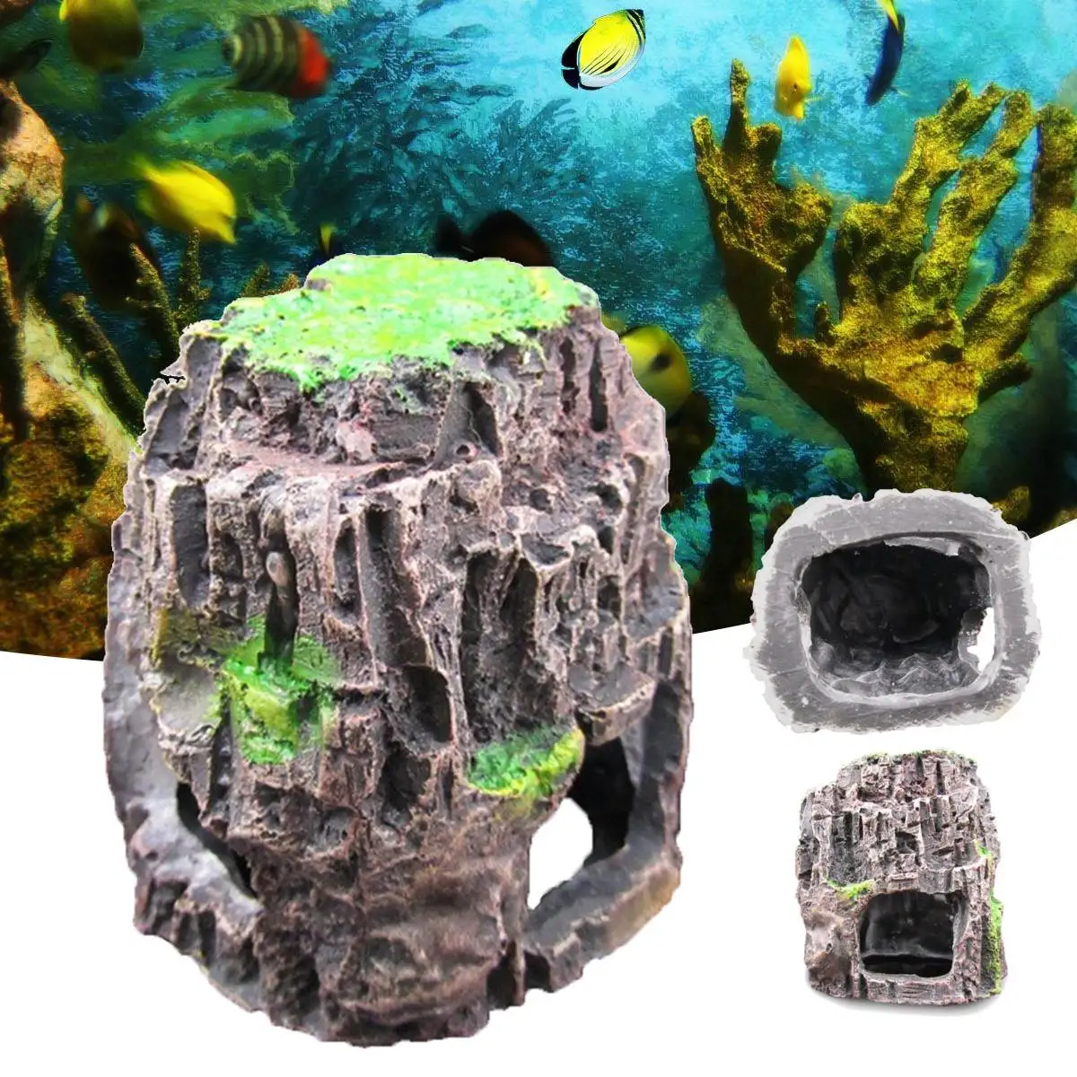 

Resin Aquarium Fish Tank Ornament Rockery Hiding Cave Fish House Shrimp Nest Cave Landscape Underwater Aquarium Decoration