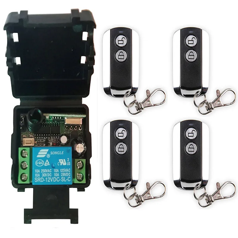 

Newest Mini Size DC12V 24V 1CH 1CH 10A RF Wireless Remote Control Switch System,Receiver+metal Transmitter Garage Doors shutters