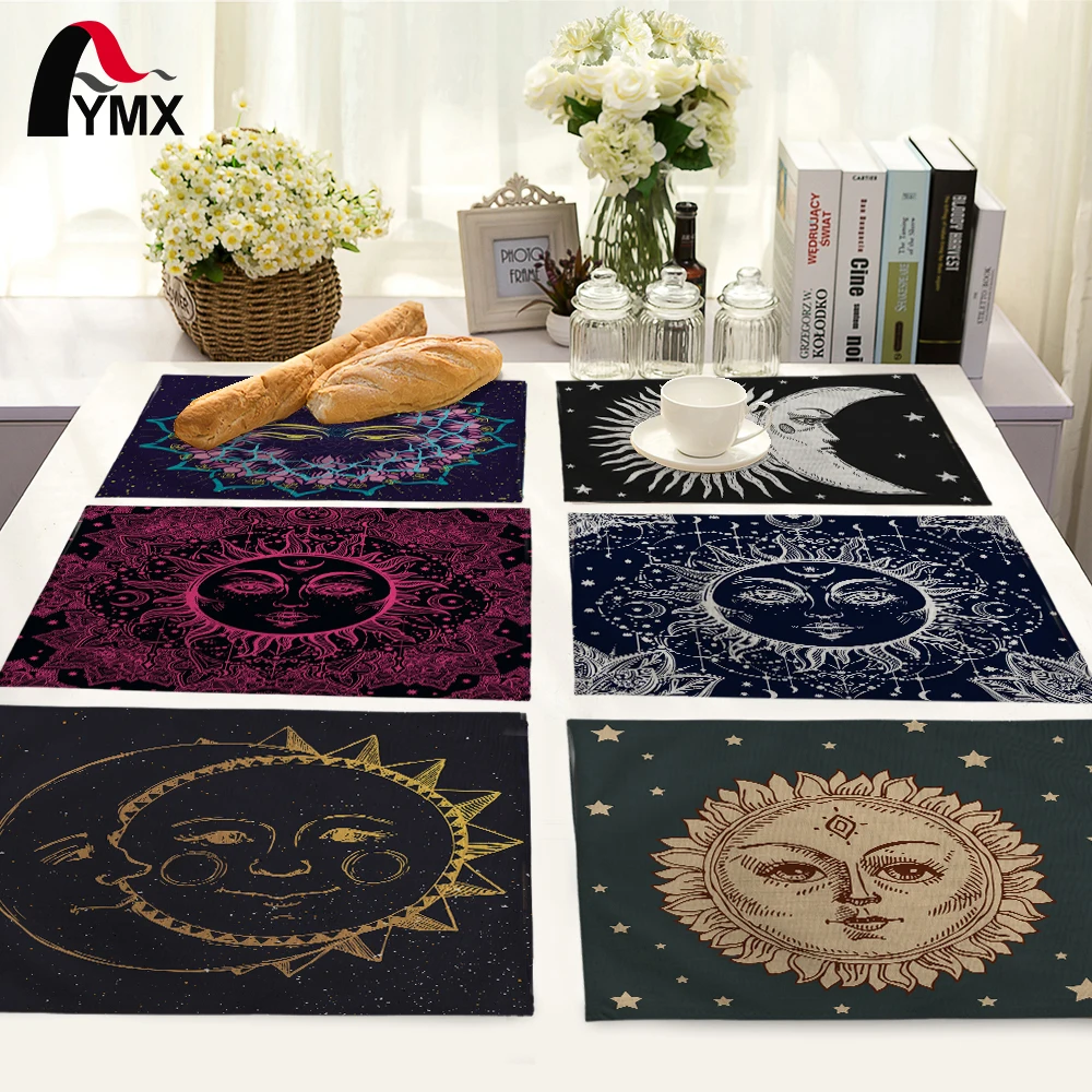 

Cartoon Sun and Moon Pattern Table Mat Kitchen Decoration Fashion Placemat Dining Accessories Table Napkin For Wedding