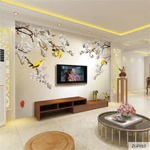 Пользовательские печати DIY ткань и текстильные обои для стен Ткань моющийся матовый шелк для гостиной ТВ фоновые цветы птица Топ