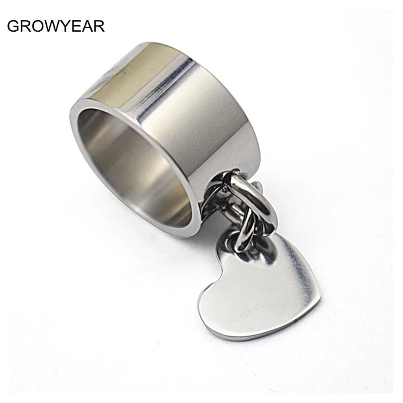 Anillo de acero inoxidable con de corazón para mujer, sortija de 10mm para fiesta de cóctel, Color plateado, talla 6, 9, 8, 7, 10, 11 _ - AliExpress Mobile