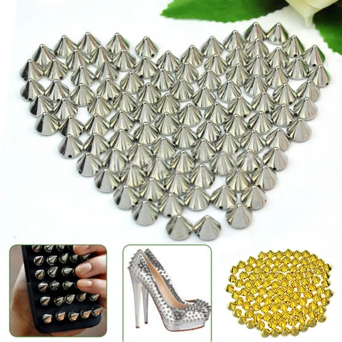 

100 PCS 10mm Silver Gold Metal DIY Stud Rivet Spikes Craft Case Shoes Bag Leathercraft DIY Accessories Drop shipping