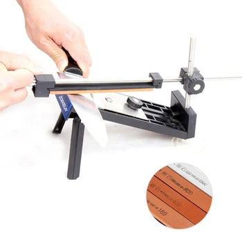 

ZORASUN Stainless Steel Knife Sharpener Professional Kitchen Knife Sharpener Sharpening Fix Fixed Angle with 4 Stones