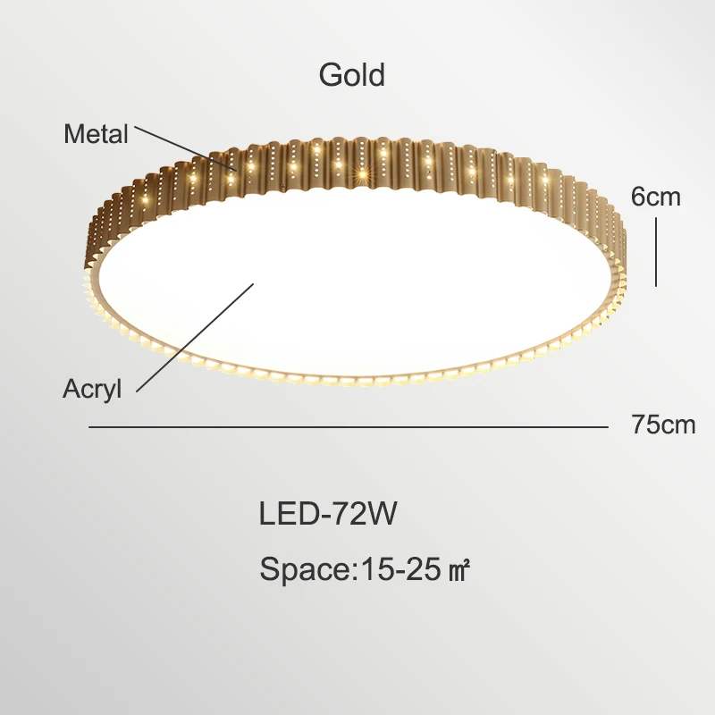 Современные светодиодные Потолочные светильники для Гостиная led лампа Потолочная с корпуса профили из золотистого металла круглый потолочный светильник в Спальню люстра потолочная на кухню лампы с пультом - Цвет корпуса: LED-72W-Gold