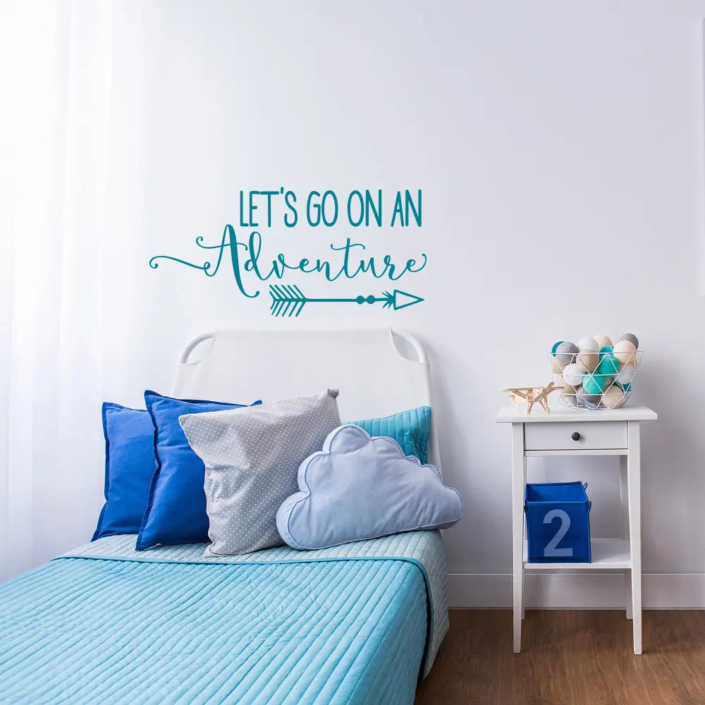 

Kids Fashion Quotes Let's go on an Adventure Wall Sticker Trave Theme Nursery Wall Decal Art Vinilos Arrow Wall Mural NY-361