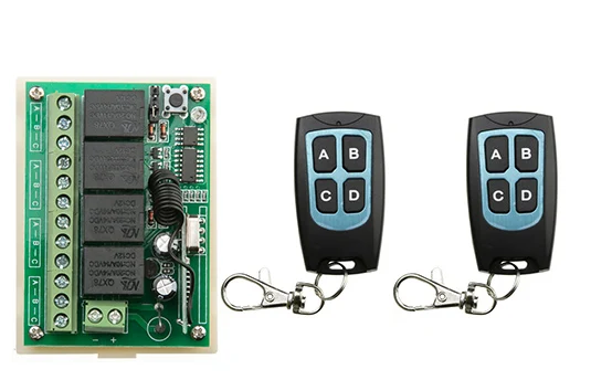 

DC 12V 10A 4CH RF Wireless Relay Remote Control Switch 315 MHZ /433 MHZ 2*Transmitter&1* Receiver for garage door / window /lamp
