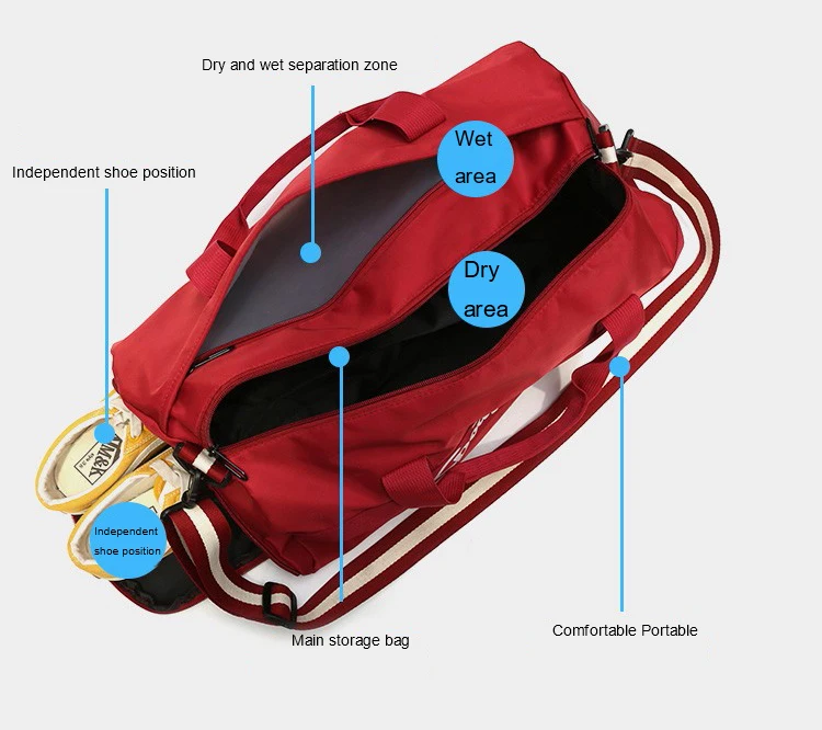 Письмо Новый большой емкости спортивная сумка мужская может положить обувь сухой и влажной разделения йога мешок спортивный зал мешок