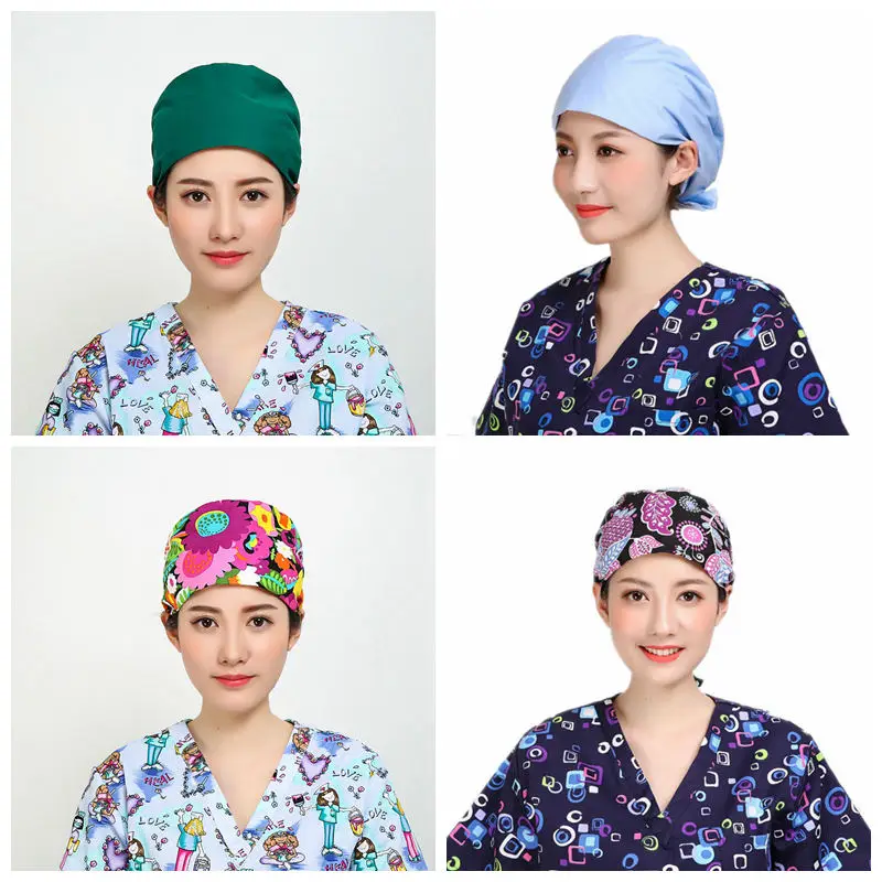 

4Pcs/lot Hospital Pet Clinic Gourd Cap Doctor Man Woman Medical Surgical Scrub Cap Absorb Adjustable Short Hair Nurse Scrub Hats