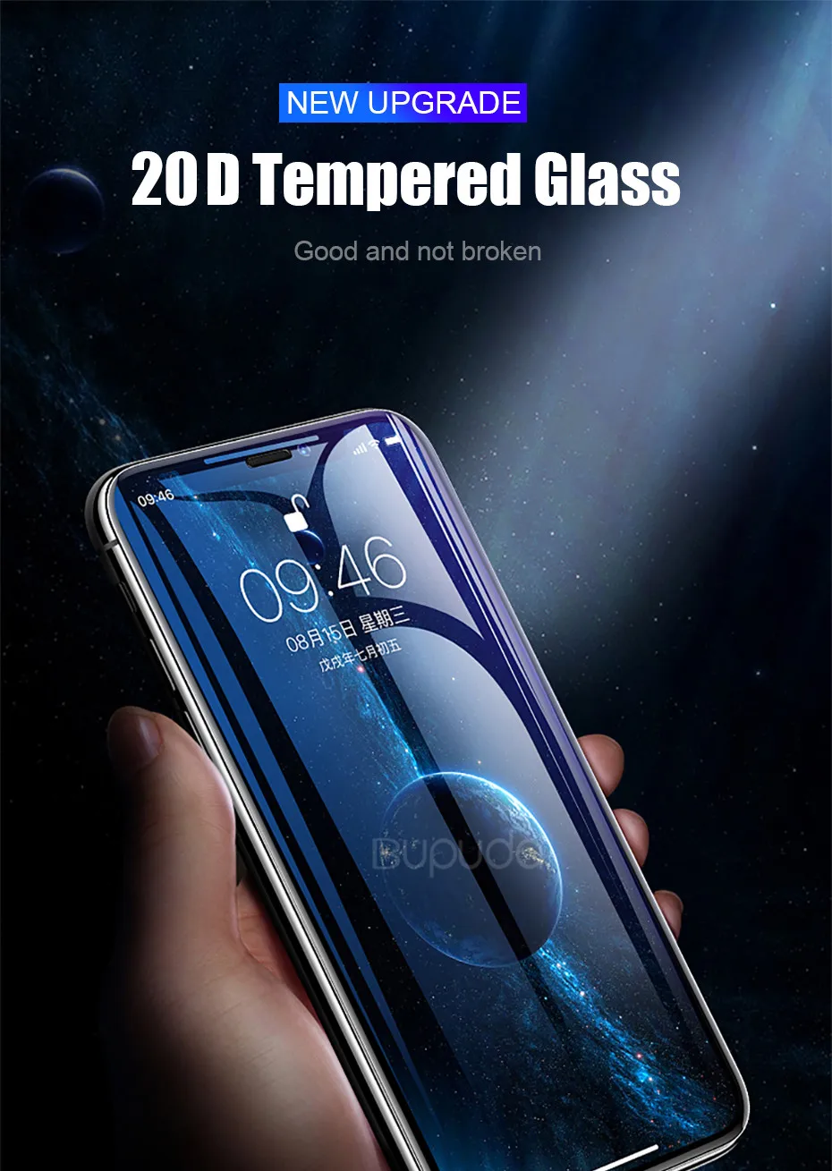 Bupud 20D полное покрытие экрана протектор для iPhone 7 8 6 6S Plus XS Защитное стекло для iPhone X XR XS Max стеклянная пленка