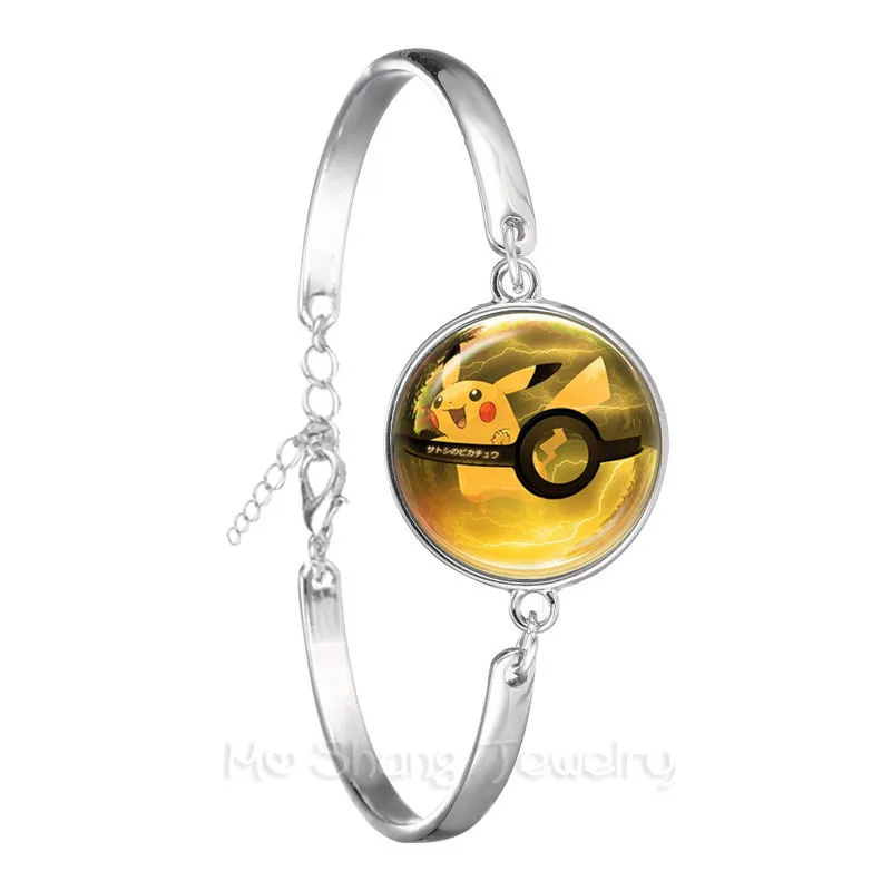 Модный Круглый Стеклянный кабошон Pokemon Go Pokeball браслет для женщин милый трендовый