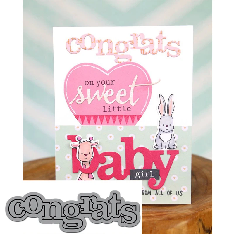 

Congrats Letters Shape Metal Cutting Dies Stencils For DIY Scrapbooking Decorative Embossing Suit Paper Cards Handcraft Template