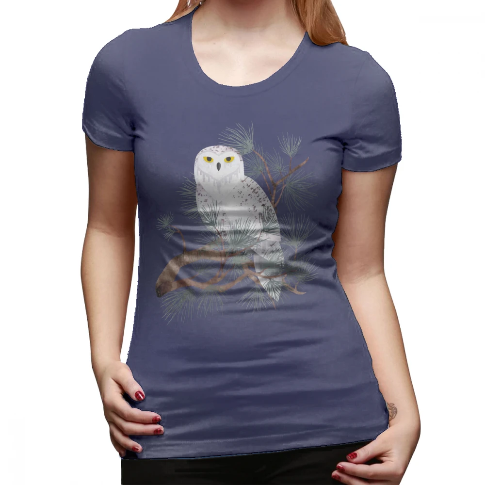 Футболка с совой Снежная Футболка XL графическая женская футболка уличная одежда забавная серая хлопковая женская футболка с круглым вырезом и коротким рукавом - Цвет: Тёмно-синий