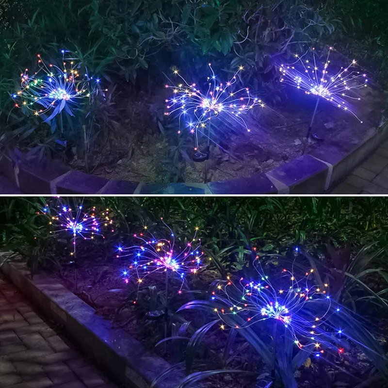 

2PCS 120 LEDs DIY Solar Fireworks Starburst Lights Copper Waterproof Christmas Wedding Decoration Fairy Tale LED String Lights