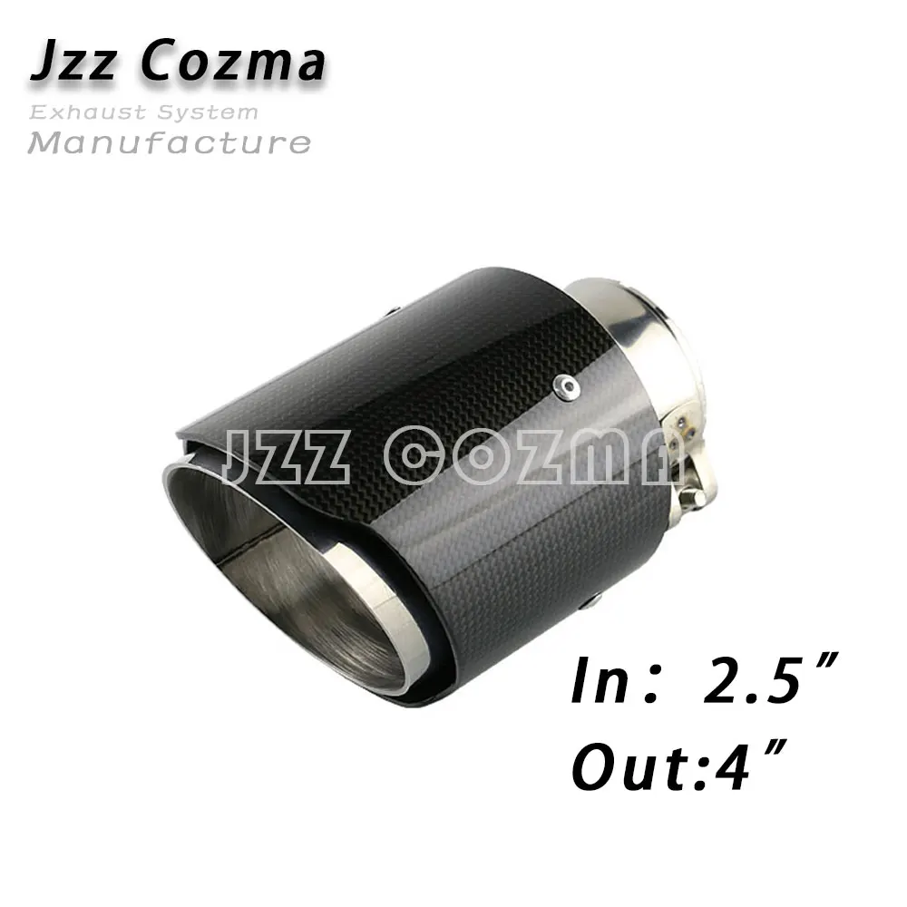 Jzz Cozma 2,2" впускная выхлопная труба для 3,5"/" /4,5" выход из углеродного волокна akrapovic выхлопная труба с выхлопными наконечниками зажим - Цвет: Glass S IN2.5 OUT4