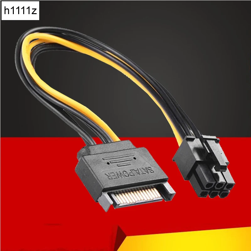 

15Pin SATA to 6Pin Power Cable Connector 6P PCI-E PCI Express Adapter Graphics Card Riser Card Converter Cable for BTC Mining