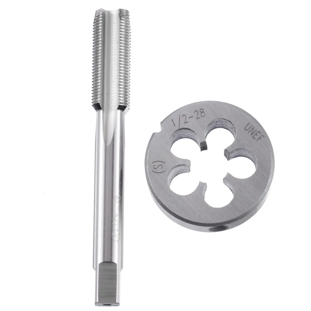 HSS 5/8-24 Tap or 1/2-28 Tap &Round Die Set Right Hand Tapping Cutting Tool Machine Hand Tap Die External Thread Machining Tool