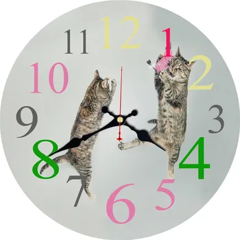 

WONZOM Two Cats Gray Design Wall Clock For Home Decor, Wall Art Large Wall Watch, No Ticking Sound, Creative Decoration