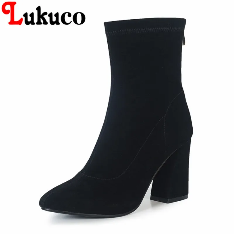 

2018 New concise style Pointed Toe shoes size 35-47 Square heel Mid-Calf Boots high quality low price super fashion women boots
