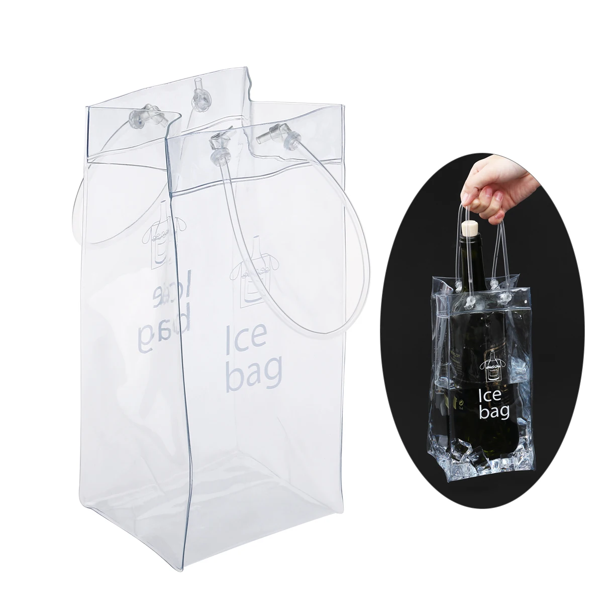 BESTOMZ Durable Clear Transparent PVC Champagne Wine Ice Bag Pouch