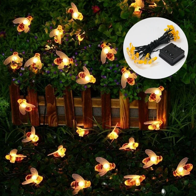 20 50 LED Honey Bee Solar Led String Fairy Lights Waterproof Outdoor Garden Fence Summer Patio Christmas Garland Night lamp 20 50 LED Honey Bee Solar Led String Fairy Lights Waterproof Outdoor Garden Fence Summer Patio Christmas Garland Night lamp