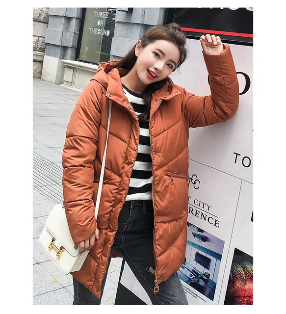 Karmel z kapturem elastyczna Zima w dół płaszcz kurtki długie ciepłe kobiety Casaco feminino Abrigos mujer Invierno 2018 Parkas płaszcze Outwear -