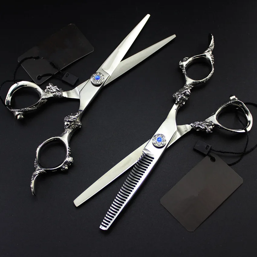 Настроить высокое качество Япония 440c Дракон 6 дюймов ножницы для волос набор истончение Парикмахерская резка ножницы парикмахерские ножницы